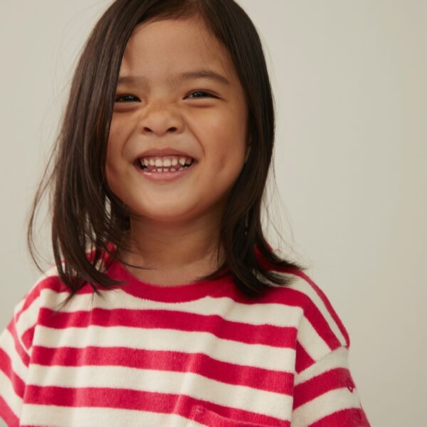 Gray Label Little Label Lovers POP Terry Oversized Tee Dress GOTS Cherry Cream Stripes Kids