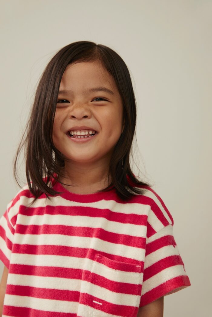 Gray Label Little Label Lovers POP Terry Oversized Tee Dress GOTS Cherry Cream Stripes Kids