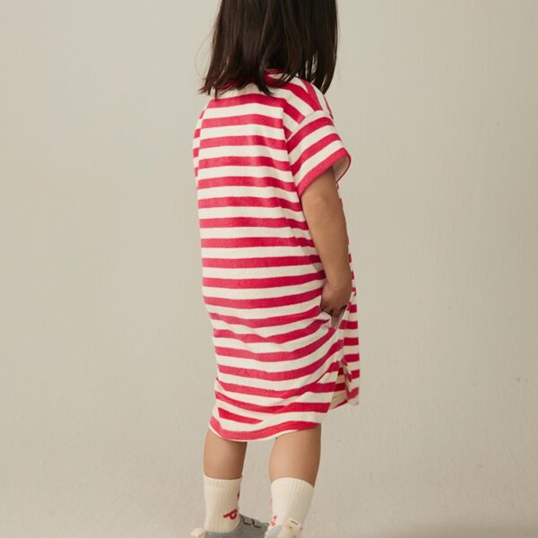 Gray Label Little Label Lovers POP Terry Oversized Tee Dress GOTS Cherry Cream Stripes Kids