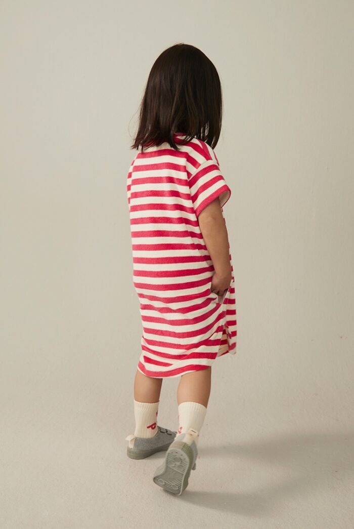 Gray Label Little Label Lovers POP Terry Oversized Tee Dress GOTS Cherry Cream Stripes Kids