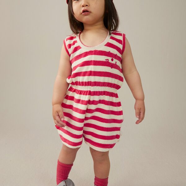 Gray Label Little Label Lovers POP Terry Sleeveless Suit Gots Cherry Cream Stripes Kids Girls Boys