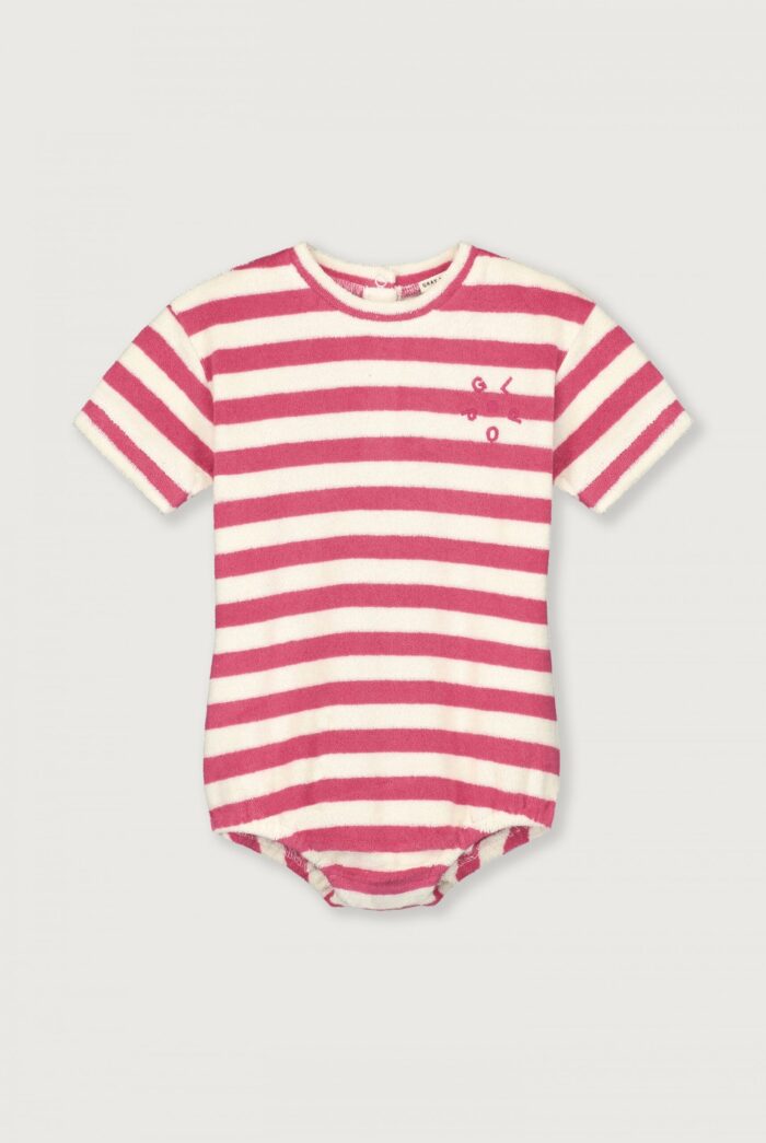 Gray Label Little Label Lovers POP Terry Baby Suit Gots Cherry Cream Stripes Kids Girls Boys