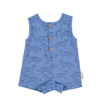 Piupiuchick Little Label Lovers Baby Short Jumpsuit Blue Black Tigers