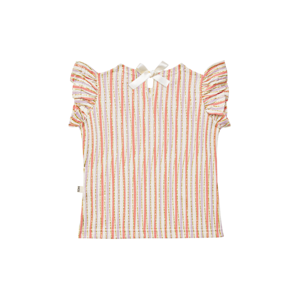 House of Jamie Little Label Lovers Ruffled Tee Shirt Gold Vertical Stripes Girls Kids