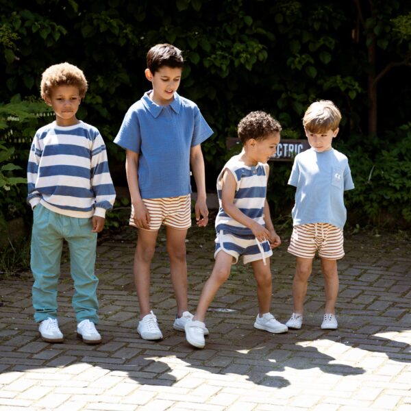 House of Jamie Little Label Lovers Relaxed Raglan Sweater Indigo Stripes Blue White Kids Boys Girls