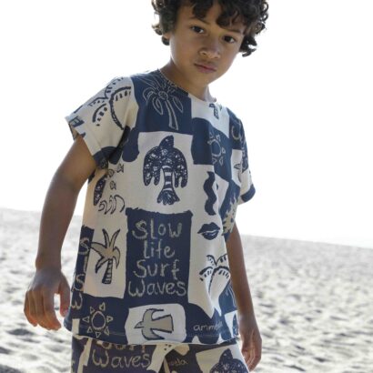 Ammehoela Little Label Lovers Blue Beach Tee Shirt Details Kids Boys Girls