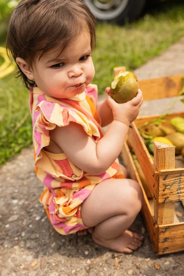 Sproet & Sprout - Ruffle romper stripes | nectarine