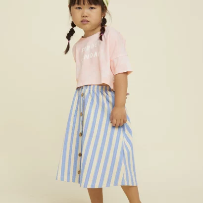 Sproet & Sprout Little Label Lovers Midi Skirt Stripes Sesame Blue Girls