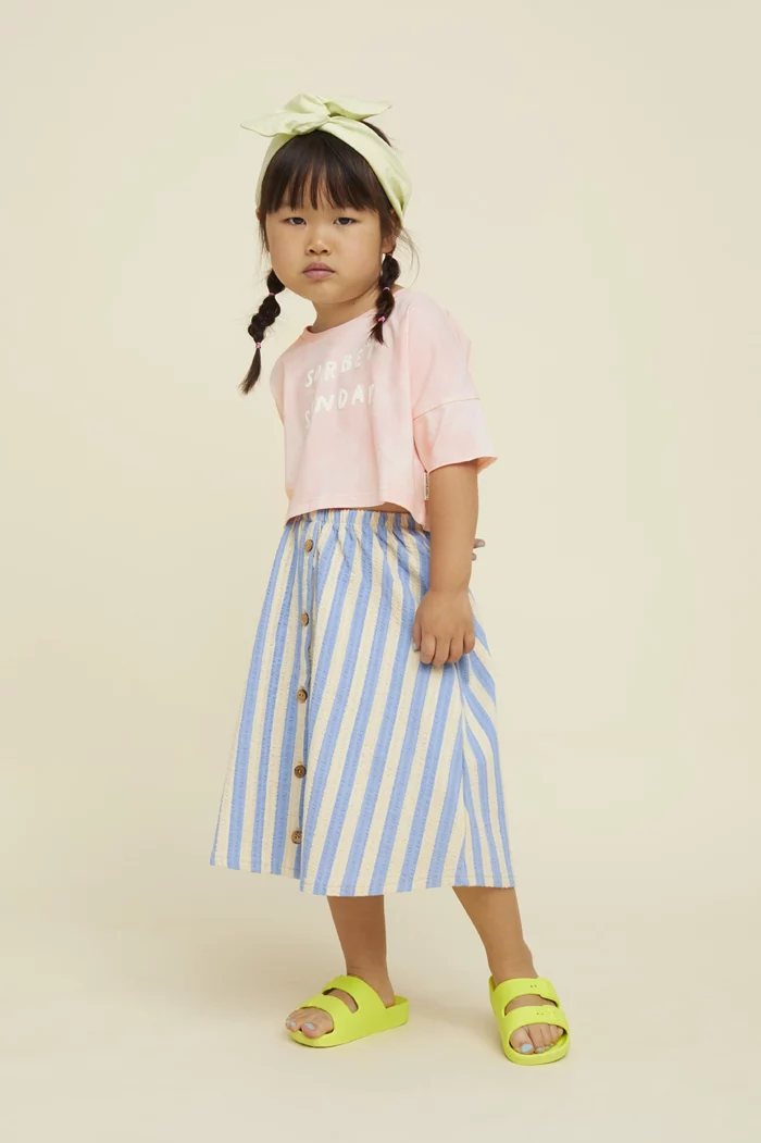 Sproet & Sprout Little Label Lovers Midi Skirt Stripes Sesame Blue Girls