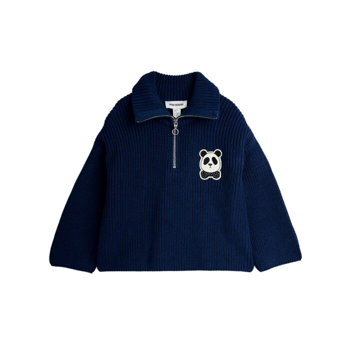 Mini Rodini – Panda Chunky Knit Sweater | blue