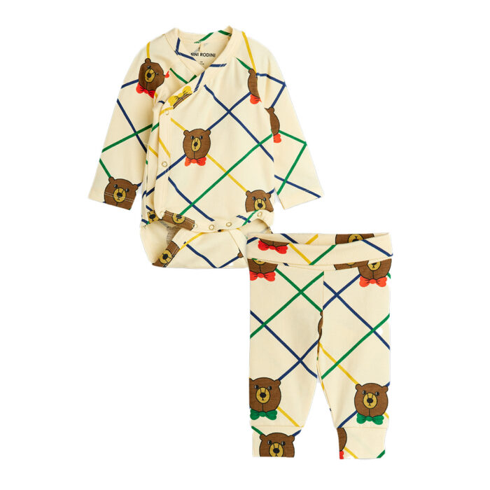 Mini Rodini – Bear Check Baby Set | off white