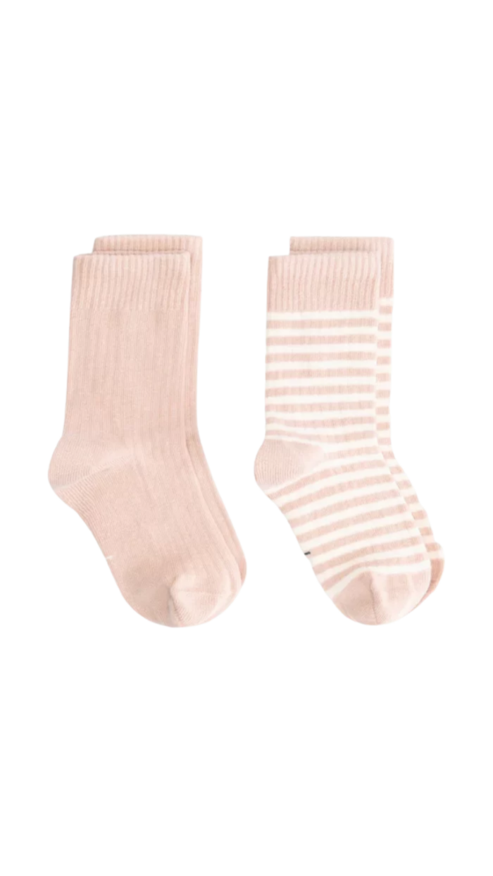 Gray Label – Ribbed Socks GOTS 2 pack | faded pink/cream