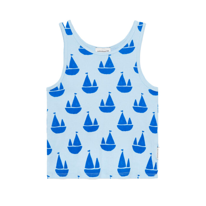 Weekend House Kids – Boats All Over Tank T-shirt | celeste