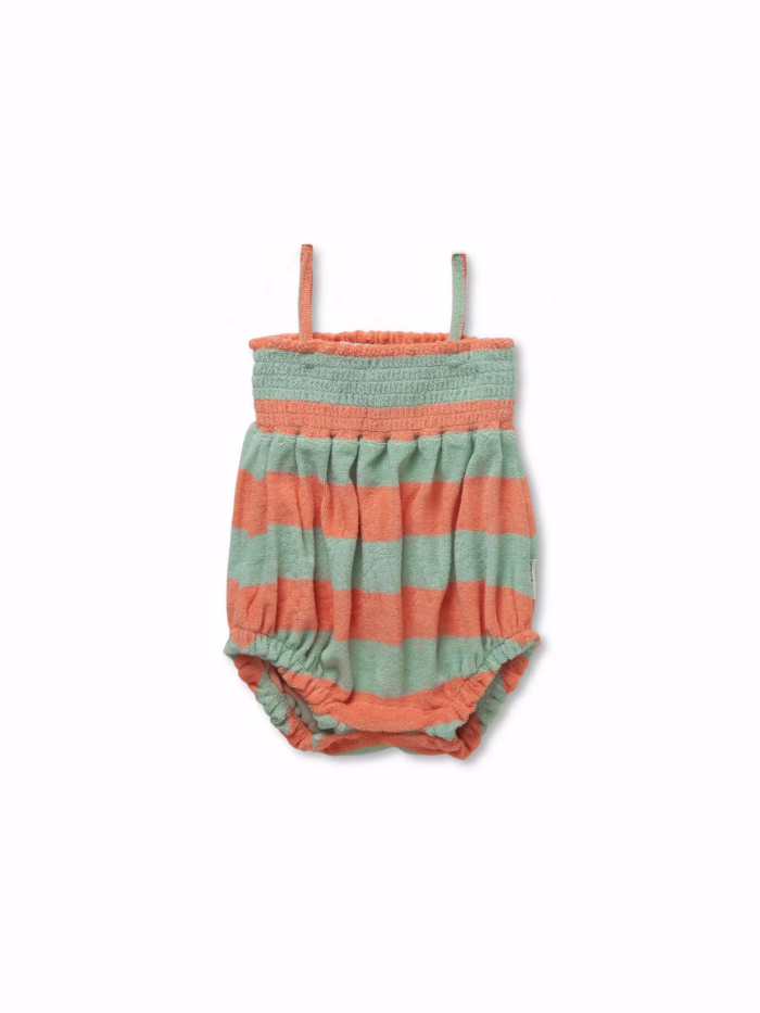 Sproet & Sprout – Smock Romper Stripes | silt green