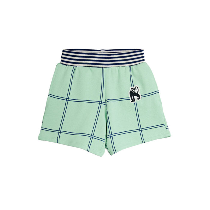 Mini Rodini – Check panther patch sweatshorts | green