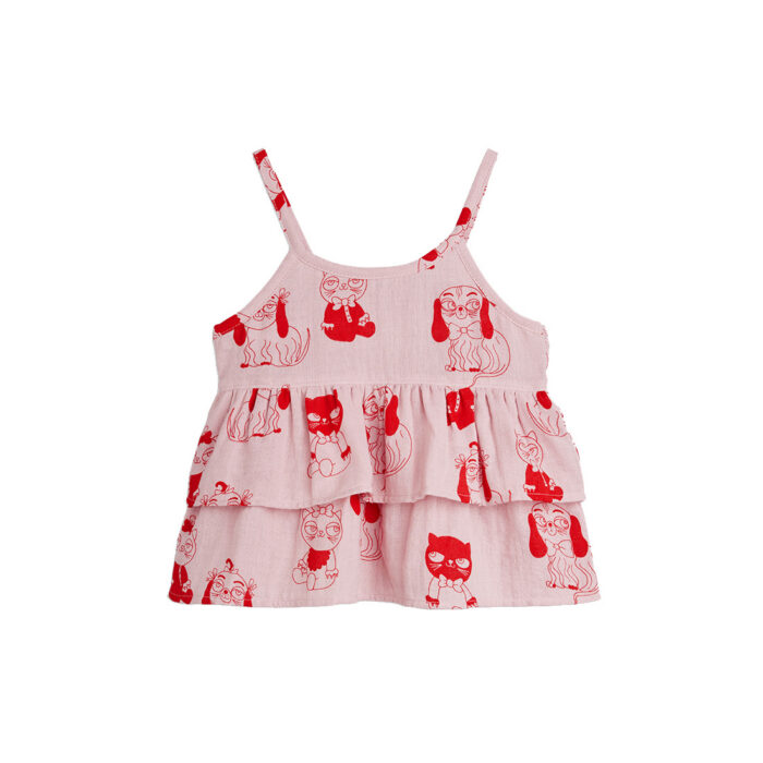 Mini Rodini – Minibabies aop woven frill tank | pink