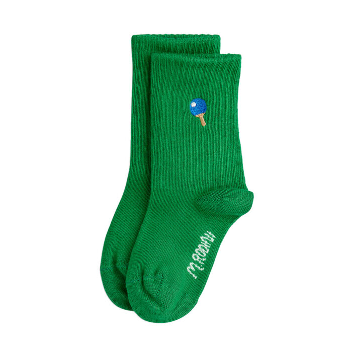 Mini Rodini – Racket emb 1-pack socks | green